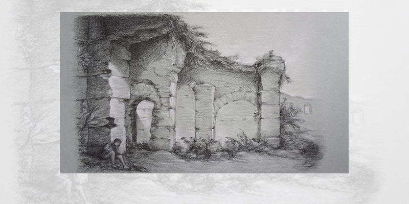 Maquette pour mur peint, crayon